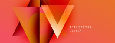 Soyut geometrik tasarım. Turuncu, kırmızı gradyanlar dinamik şekiller yaratır. Sunumlar ve markalaşma için modern arkaplan.