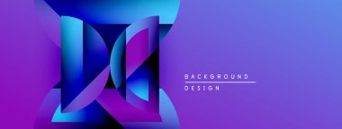 Soyut geometrik tasarım. Canlı mor, mavi gradyanlar dinamik görsel efekt yaratır. Dijital projeler için modern arkaplan.