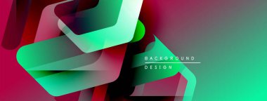 Soyut geometrik şekiller canlı renkleri harmanlarlar. Modern tasarım dinamik görsel doku yaratır. Yumuşak eğimler derinlik sunar.