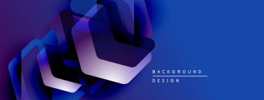 Soyut geometrik şekiller örtüşerek dinamik mavi mor gradyan oluşturur. Sancaklar ve sunumlar için modern tasarım uygun.