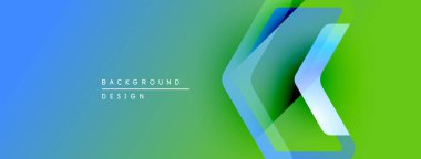 Soyut eğim arkaplanı. Mavi, yeşile dönüşüyor. Sembol şekilleri üst üste biner ve katmanlı görsel efekt yaratır. Metin arkaplan tasarımı okur.