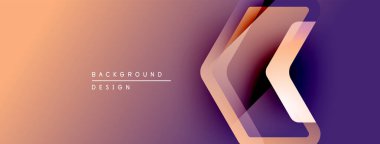 Soyut eğim arkaplanı. Turuncu, mor renkler düzgün bir şekilde harmanlanır. Katmanlı ok şekilli modern tasarım öğesi. Minimalist estetik.