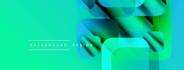 Soyut, enerjik bir arkaplan. Geometrik şekiller, dinamik görsel efekt oluşturur. Gradyan renkler, turkuaz, deniz mavisi egemen bileşimi.