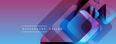 Soyut geometrik şekiller örtüşüyor, parlak mavi ve mor renkler yaratıyor. Arkaplan ve sunumlar için modern tasarım ögesi.