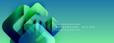 Soyut geometrik şekiller örtüşerek canlı mavi-yeşil gradyan oluşturur. Arkaplan ve sunumlar için modern tasarım ögesi.