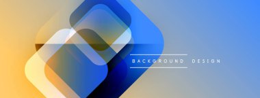Soyut geometrik şekiller çakışıyor. Renkler sarıdan maviye karışıyor. Modern tasarım elementleri görsel ilgi yaratır.