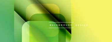 Soyut geometrik şekiller örtüşüyor, canlı yeşil, sarı renkler yaratıyor. Arkaplan ve sunumlar için modern tasarım ögesi.