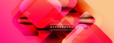 Soyut geometrik şekiller örtüşüyor, canlı pembe, turuncu renkler yaratıyor. Modern tasarım elementleri dinamik enerjiyi, pürüzsüz geçişleri önerir.