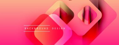 Soyut geometrik şekiller örtüşüyor, canlı pembe, kırmızı gradyanlar yaratıyor. Modern tasarım elementleri dinamik görsel deneyim önerir.