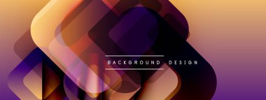 Soyut geometrik şekiller örtüşür, canlı bir değişim etkisi yaratır. Mor aksanlı, sıcak tonlarda baskın. Modern tasarım ögesi.
