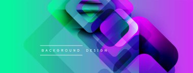 Soyut, enerjik bir arkaplan. Üst üste binen kareler dinamik görsel efekt yaratır. Gradyan renkler sorunsuz, modern tasarım ögesi.