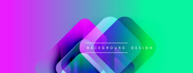 Canlı, soyut bir arkaplan. Üst üste binen şekiller dinamik görsel efekt yaratır. Renkler pürüzsüz, mor yeşile dönüşüyor. Metin arkaplan tasarımı okur.