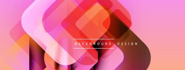 Soyut geometrik desen. Üst üste binen kareler canlı bir değişim etkisi yaratır. Pembe, turuncu renkler kompozisyona hakim. Modern tasarım ögesi.