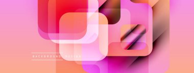 Soyut geometrik tasarım. Yumuşak pembe, turuncu renk karışımı. Üst üste binen kareler dinamik görsel efekt yaratır. Modern arkaplan dokusu.