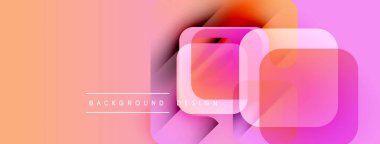 Soyut geometrik şekiller örtüşüyor, canlı renk eğimleri yaratıyor. Şeftali, pembe renkler dizaynın hakimi. Modern arkaplan ögesi.