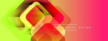 Soyut geometrik şekiller çakışıyor. Canlı gradyanlar yeşilden kırmızıya dönüşür. Arkaplan ve afişler için modern tasarım ögesi.