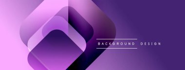 Soyut mor gradyan katmanlar modern tasarım yaratır. Metin elementli minimalist kompozisyon. Düz geçişler, dinamik şekiller.