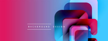 Soyut geometrik şekiller çakışıyor. Canlı pembe, mor, mavi gradyanlar modern görsel efekt yaratır. Minimalist tasarım, temiz estetik.