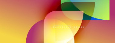 Soyut renkli şekiller çakışıyor. Gradyan renkler harmanlanarak, dinamik görsel efekt yaratır. Arka planlar için modern tasarım ögesi.