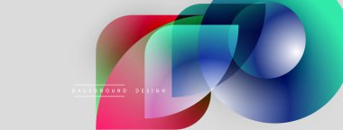 Soyut renkli şekiller çakışıyor. Gradyan renkler dinamik görsel efekt yaratır. Arkaplan ve sunumlar için modern tasarım ögesi.