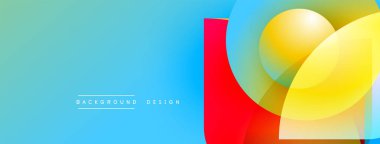 Soyut geometrik şekiller çakışıyor. Mavi, kırmızı, sarı renkler canlı bir görsel etki yaratır. Modern tasarım elementleri temiz estetik sunar.