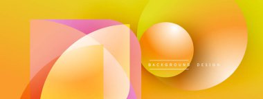 Soyut, enerjik bir arkaplan. Üst üste binen şekiller dinamik görsel efekt yaratır. Sıcak renkler kompozisyona hakim, enerji ve iyimserlik öneriyor..