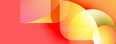 Soyut gradyanlar örtüşüyor, canlı sıcak renk şeması yaratıyor. Modern tasarım elementleri akıcılık, enerji ve yenilik önerir.