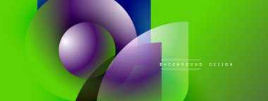Soyut enerjik tasarım akış şekilleri, gradyanlar. Yeşil, mor ve mavi aksanla baskın gelir. Modern estetik, dinamik kompozisyon.