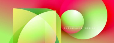 Soyut geometrik şekiller çakışıyor. Canlı gradyanlar dinamik görsel efekt yaratır. Modern tasarım elementleri akıcılık ve enerji öneriyor.