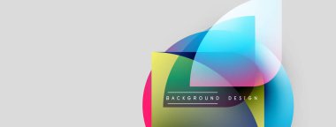 Soyut renkli şekiller örtüşüyor ve dinamik bir zemin oluşturuyor. Metin sarı dikdörtgen içinde arkaplan tasarımı okuyor. Modern, temiz estetik.