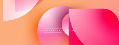 Soyut geometrik şekiller örtüşüyor, canlı turuncu ve pembe renkler yaratıyor. Arkaplan ve sunumlar için modern tasarım ögesi.