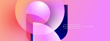 Soyut eğimler üst üste binen daireler, kareler oluşturur. Pembe, mor, mavi renkler düzgün bir şekilde harmanlanır. Metin arka plan tasarımı okur. Modern, canlı kompozisyon.