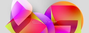 Soyut, enerjik şekiller çakışıyor, renkli gradyanlar yaratıyor. Metin arkaplan tasarımı odaklı modern tasarım. Açık gri arka plan görsel etkiyi arttırır.