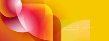 Soyut, canlı katmanlar üst üste binerek dinamik, sıcak renk değişimleri yaratıyor. Sarı arka planda baskın, turuncu ve pembe aksanlar mevcut. Modern tasarım ögesi.