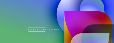 Soyut renkli şekiller örtüşüyor, canlı bir gradyan arkaplan oluşturuyor. Modern tasarım elementleri yaratıcılığı, akıcılığı önerir.