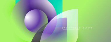 Soyut geometrik şekiller çakışıyor. Canlı renkler harmanlanır, modern tasarım yaratır. Işık eğimleri görsel derinliği arttırır. Arka plan dinamik, taze hissettiriyor..