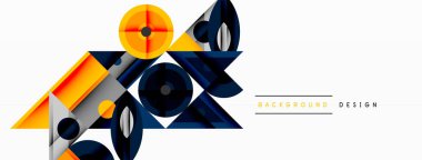 Soyut geometrik şekiller, canlı renkler, modern tasarım. Bileşen elementler üst üste biniyor, dinamik görsel etki yaratıyor.