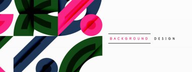 Soyut çiçek deseni. Canlı renkler, geometrik şekiller dinamik bileşim yaratır. Arka planlar için modern tasarım ögesi.