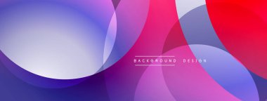 Soyut sıvı şekilleri örtüşür, canlı mor, pembe ve mavi renkler yaratır. Arkaplan ve sunumlar için modern tasarım ögesi.