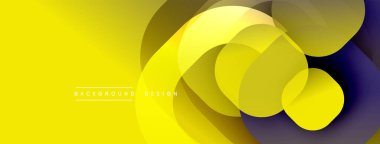Parlak sarı soyut arka plan. Üst üste binen daireler dinamik görsel efekt yaratır. Modern tasarım elementleri. Basit, temiz estetik..