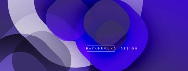 Soyut sıvı şekilleri üst üste binerek dinamik mor gradyanlar yaratır. Modern tasarım elementleri teknoloji ve yenilik öneriyor. Mevcut en küçük metin.