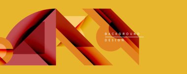 Soyut geometrik bileşim. Katmanlı şekiller, sıcak renk paletini kullanarak derinlik yaratır. Modern tasarım arka planlar, sunumlar, markalaşma materyalleri için uygundur. Minimalist estetik.