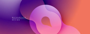 Soyut akışkan şekiller harmanlanarak, canlı bir arkaplan oluşturur. Mor, pembe, turuncu renkler kompozisyona hakim. Modern tasarım ögesi.