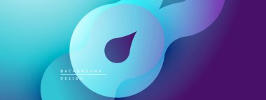 Soyut sıvı şekilleri, canlı mavi mor gradyan. Modern tasarım, düz kıvrımlar, dinamik kompozisyon. Projeler için arkaplan ögesi.