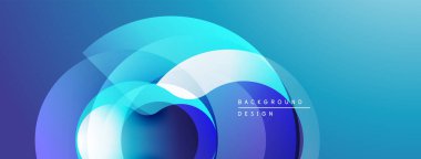 Soyut mavi tasarım üst üste binen şeffaf daireler. Gradyan gölgeler derinlik yaratır, modern estetik. Minimalist kompozisyon.