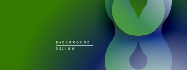 Soyut gradyan şekiller modern arkaplan yaratır. Yeşil, mavi renkler düzgün bir şekilde harmanlanarak görsel cazibe sağlıyor. Minimalist tasarım.