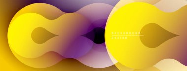 Soyut şekiller örtüşüyor, canlı renk değişimleri yaratıyor. Sarılar, morlar, kahverengiler kusursuz harmanlanır. Modern tasarım ögesi.