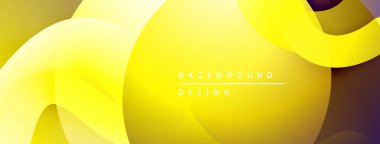 Soyut sarı tasarım. Üst üste binen şekiller dinamik görsel efekt yaratır. Gradyan renkler derinlik ekler, modern estetik.