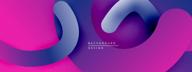 Soyut akışkan şekiller, canlı mor renkler tasarımda baskın. Pürüzsüz gradyanlar dinamik görsel doku oluşturur. Modern arkaplan ögesi.
