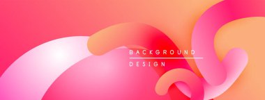 Soyut sıvı şekilleri, canlı pembeler, portakallar dinamik bir zemin oluşturur. Yumuşak eğimler hareketi, modern tasarım estetiği önerir.